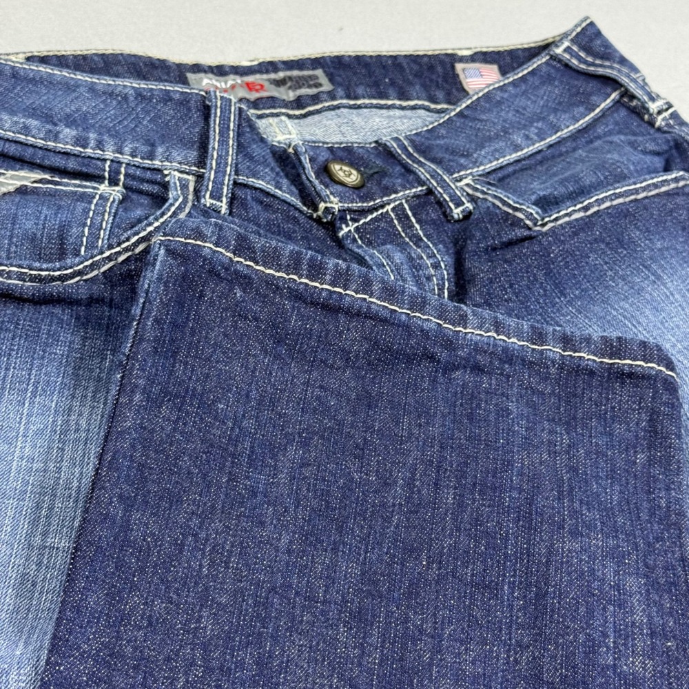 Ariat FR Flame Resistant Mid Rise Boot Cut Jeans Dark Wash Denim Blue Womens 29S
